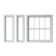 Obraz premium White windows with different panes isolated on transparent background