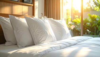 Sunlit Serenity - A Luxurious Bed with a View of Natures Beauty.