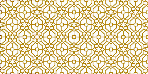 Intricate golden geometric pattern showcasing a repeating islamic inspired design