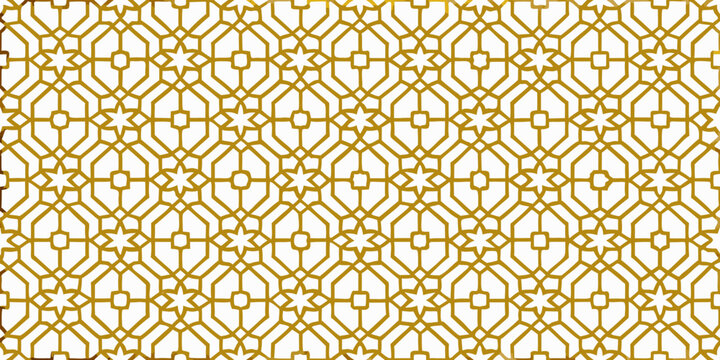 Intricate golden geometric pattern showcasing a repeating islamic inspired design