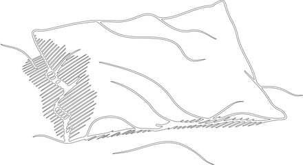 Fototapeta premium hand drawn vector illustration of an pillow or sketch art silhouette vector design of sleeping pillow as interior design.