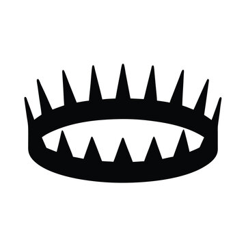 Black crown with sharp spikes against white background, digital illustration