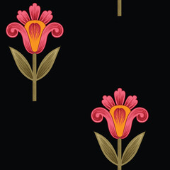 Abstract seamless color full paisley flower leaf bunch pattern