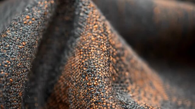 Medium shot of woven fabric texture highlighting interlaced threads and natural fiber variations