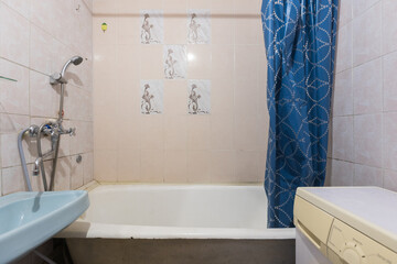 modern bathroom room with toilet and washing machine