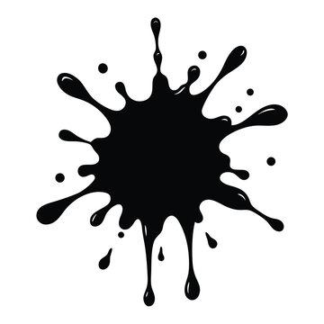 A striking black ink splash with delicate droplets a dynamic visual element