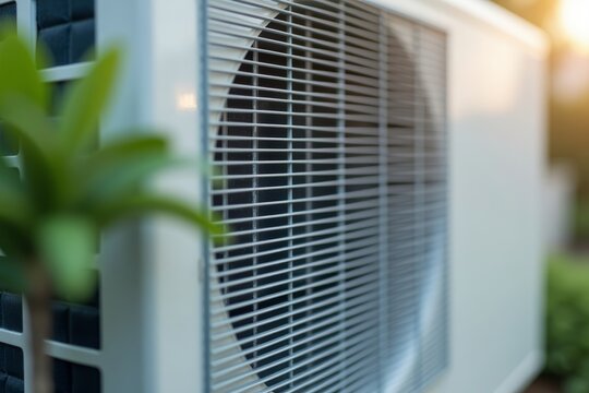 Sleek and Energy-Efficient Outdoor Mini Split HVAC Unit Captured in Close-Up Shot