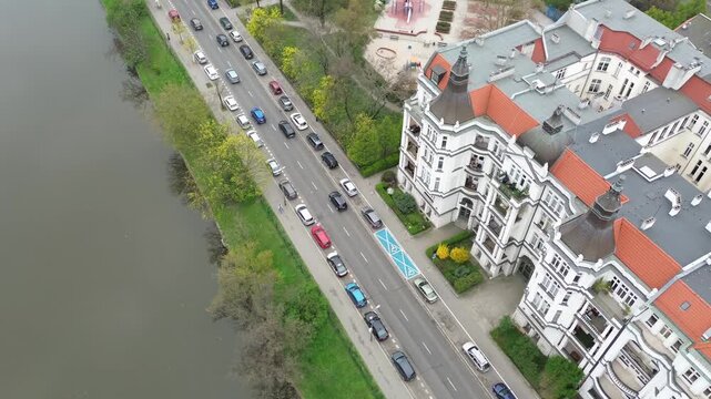 Urban residential area and parked vehicles