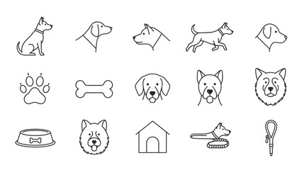 A professional vector icon set for web design featuring business, technology, and office symbols like a camera, phone, laptop, and money for modern internet network illustrations