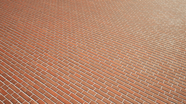 Concept or conceptual vintage or grungy brown background of brick texture floor as a retro pattern layout. A 3d illustration for construction, architecture, urban and interior design