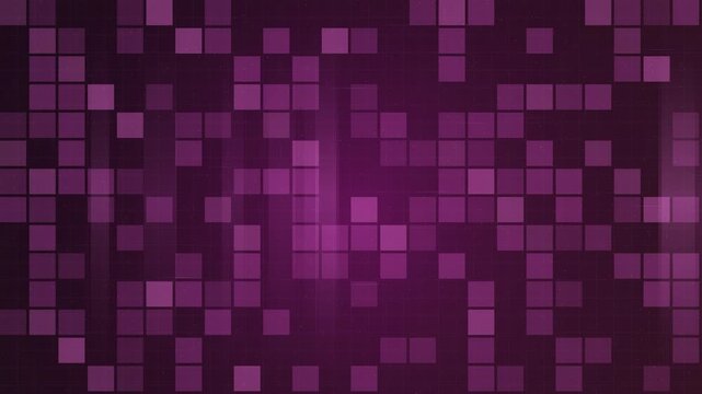 Abstract purple square patterns create a modern, geometric backdrop