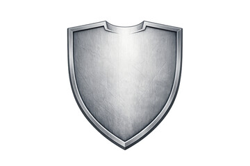 Metal shield representing protection, safety, and defense with a glossy texture, presenting a strong emblem for security concepts