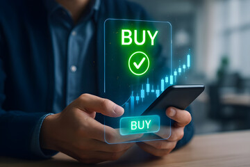 Person using mobile app for stock trading