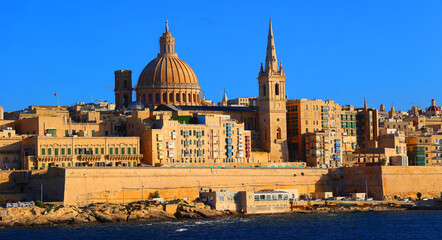 Dome of the Basilica of Our Lady of Mount Carmel and Valletta, il-Belt Valletta is the capital city...