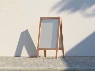 Wooden Menu White Board Mockup on the street, easel Stand,  3d rendering