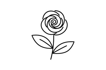 Minimalist rose flower line art icon for romantic floral decoration and wedding invitation botanical concept