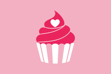 Sweet valentine cupcake with heart topping for romantic dessert bakery and holiday celebration treat design