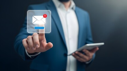 Businessman interacting with a digital interface