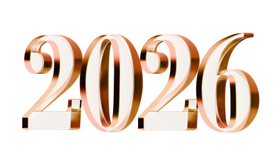 Happy lunar new year 2026 isolated 3d illustration gold red glass letter