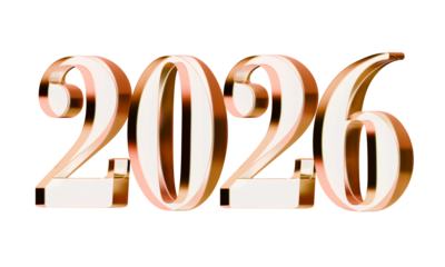 Happy lunar new year 2026 isolated 3d illustration gold red glass letter