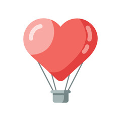Heart shape hot air balloon flying for romantic journey and valentine adventure travel celebration concept