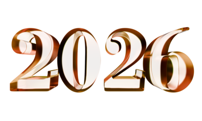 Happy lunar new year 2026 isolated 3d illustration gold red glass letter