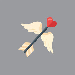 Cupid arrow with angel wings icon for valentine day love and romantic myth illustration concept