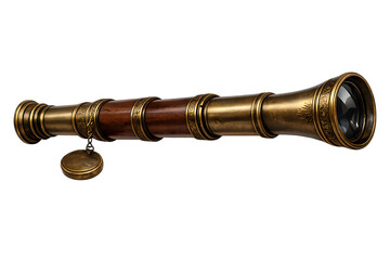 Vintage Brass Pirate Telescope Spyglass PNG