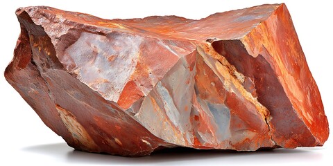 Ancient meteorite stone isolated on white background minimalistic composition calm mood natural tone top-down camera angle soft diffused light photorealistic, Realistic Photo