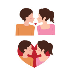 Couple flat illustration for valentines day