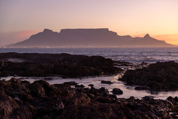 sunset at Table Mountain, Cape Town, Bloubergstrand 