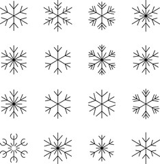 Obraz premium Collection of snowflake designs on white background