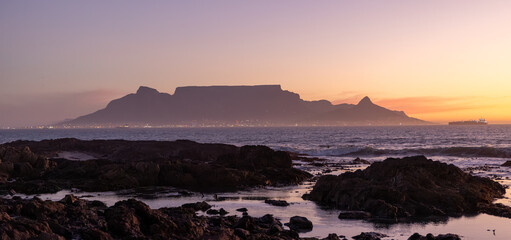 sunset at Table Mountain, Cape Town, Bloubergstrand 