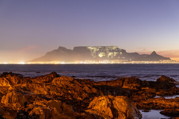 at night at Table Mountain, Cape Town, Bloubergstrand 
