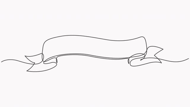 Minimalist Ribbon Banner Animation - Single Line Drawing