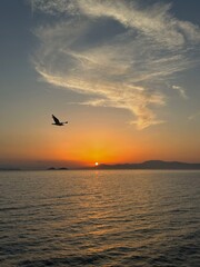 greek sunset over the sea