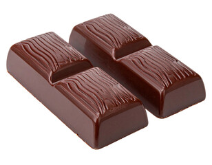 Obraz premium Two chocolate bars, arranged side-by-side, each with a distinctive wood-grain pattern