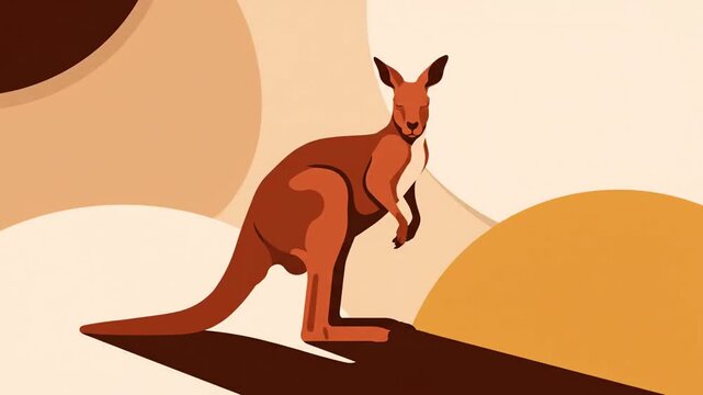 Animated Kangaroo Hopping Sequence On Earthy Abstract Background For Creative Projects