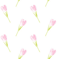 Seamless pattern of tulips, Halftone. colorful halftone texture, retro comic style, with dotted texture. perfect for print, botanical pattern, wallpaper, packaging, scrapbook dividers.