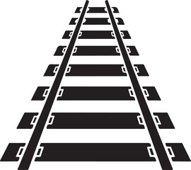 Black and white railway tracks illustration on transparent background