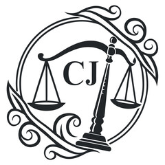 Minimalist black and white monogram logo design featuring the letters cj