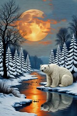 Naklejka premium Polar bear on ice