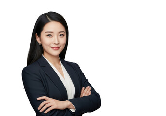 Professional woman in business attire isolated on transparent background