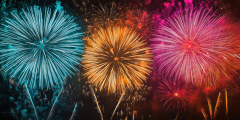 Fototapeta premium Vibrant fireworks display at night