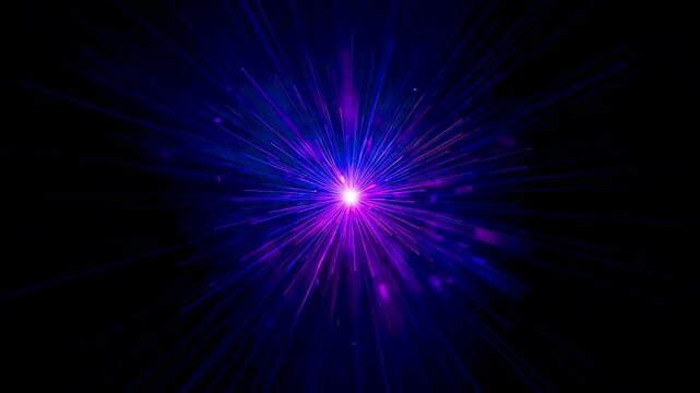 Purple Blue Radial Burst Explosion Light Spikes Energy Glow Center Dark Cosmic Abstract Background