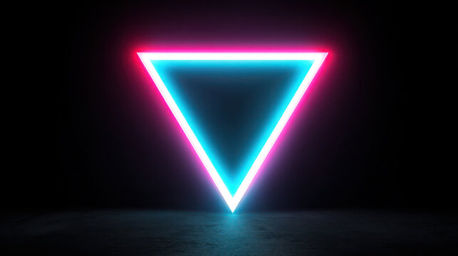 Vibrant neon triangle light effect on dark background - Powered by Adobe