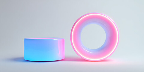 Abstract neon light forms on light background