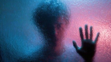 A person standing behind frosted glass appears only as a dark, indistinct shadow. Even when a person places their hand on the frosted glass
