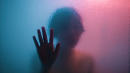 A person standing behind frosted glass appears only as a dark, indistinct shadow. Even when a person places their hand on the frosted glass
