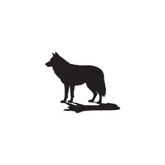 Standing Wolf Silhouette Icon Illustration